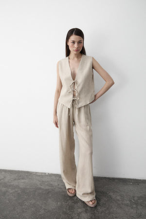 Natural 3 Bağcıklı Yelekli Müslin Takım