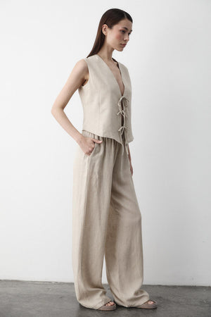 Natural 3 Bağcıklı Yelekli Müslin Takım