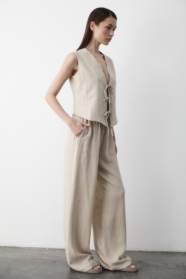 Natural 3 Bağcıklı Yelekli Müslin Takım