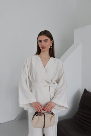 Natural Bağlamalı Kimono Takım