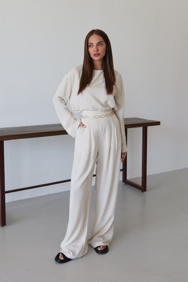 Natural Marisol Bluz Pantolon Takım