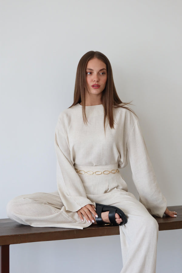 Natural Marisol Bluz Pantolon Takım