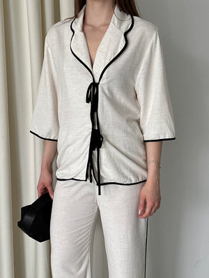 Natural - Siyah Biyeli Bluz Pantolon Takım