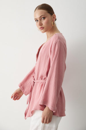 Pembe Çok Düğmeli Kimono