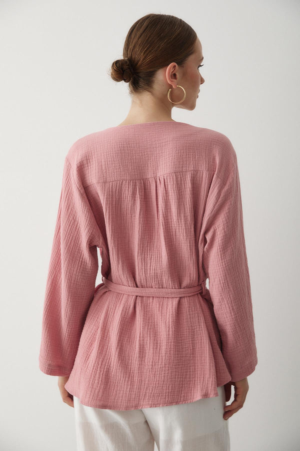 Pembe Çok Düğmeli Kimono