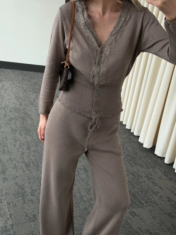 Vizon Dantelli İkili Triko Takım - 2602