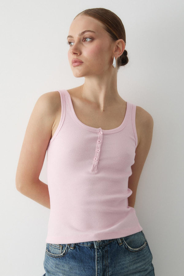 Pembe Önden Düğmeli Atlet