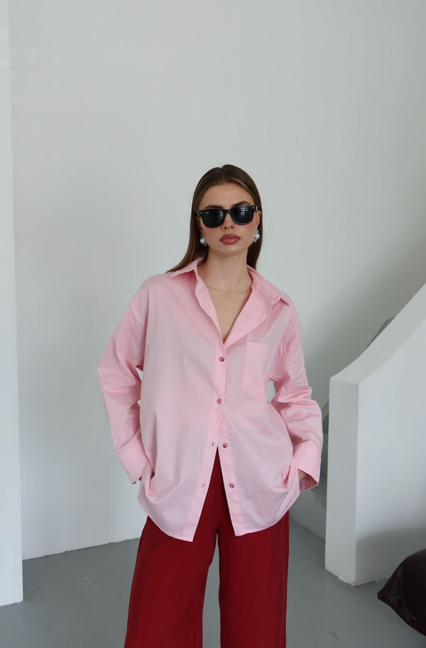Pembe Oversize Gömlek