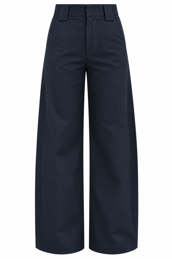 Lacivert Geniş Köprülü Barrel Pantolon - 4290