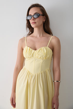 Sarı Bel Detaylı Poplin Elbise - 2001
