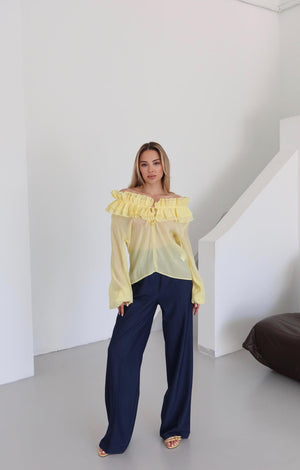 Sarı Fırfırlı Tasarım Bluz