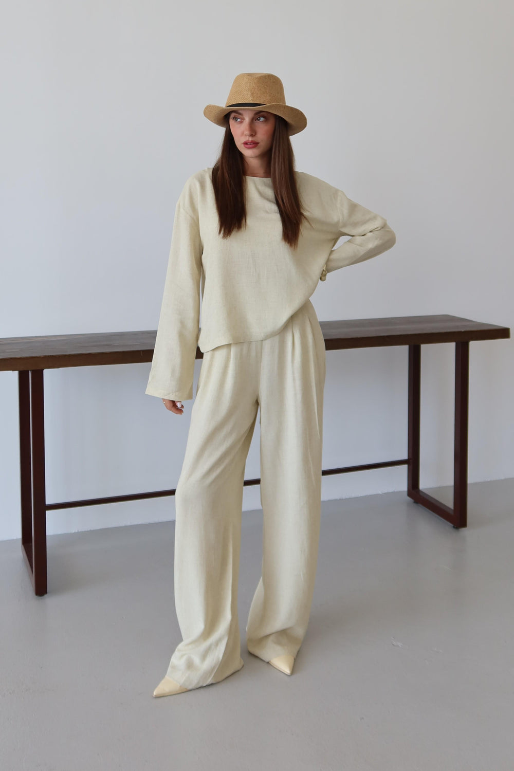 Sarı Marisol Bluz Pantolon Takım