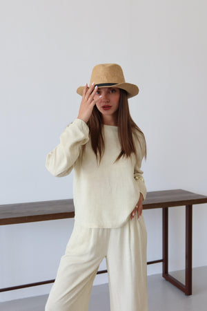 Sarı Marisol Bluz Pantolon Takım