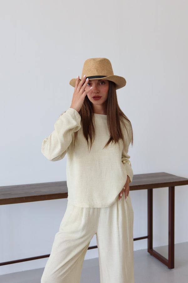 Sarı Marisol Bluz Pantolon Takım