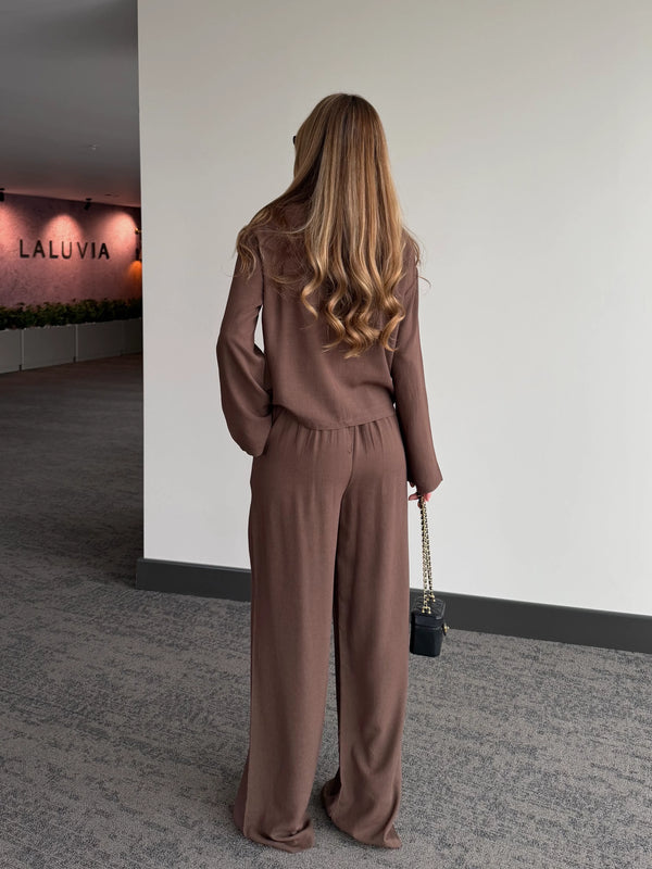 Kahverengi Mermaid Bluz Pantolon Takım - 8760