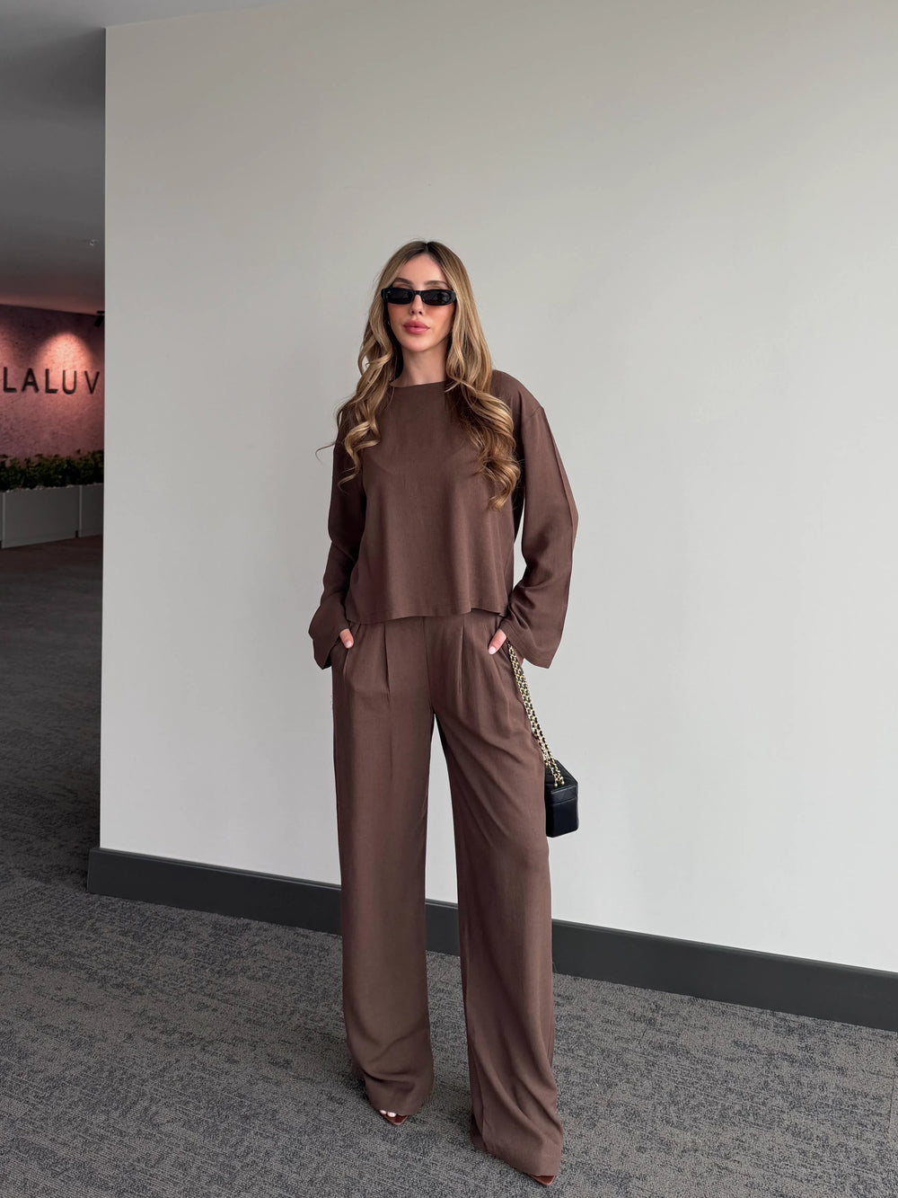 Kahverengi Mermaid Bluz Pantolon Takım - 8760