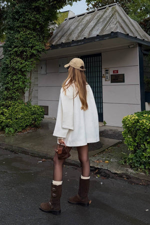 Ekru Atkılı Kaşe Ceket - 25912