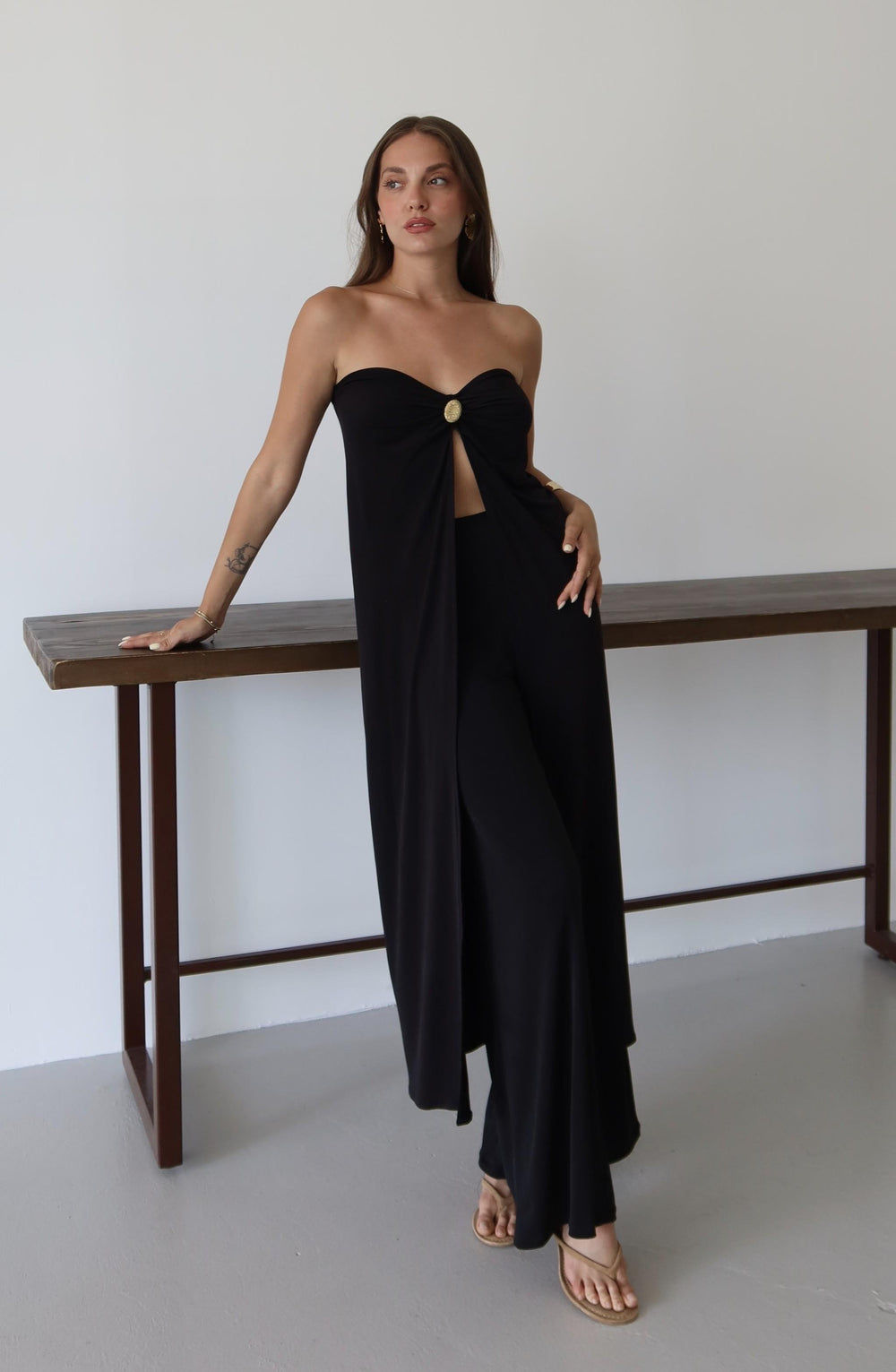 Siyah Bianca Pelerin Pantolon Takım