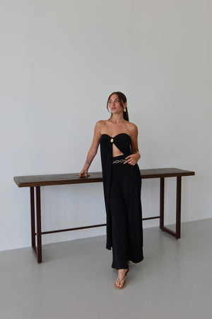 Siyah Bianca Pelerin Pantolon Takım