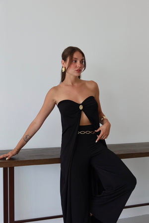 Siyah Bianca Pelerin Pantolon Takım