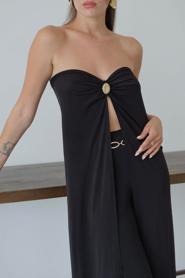 Siyah Bianca Pelerin Pantolon Takım