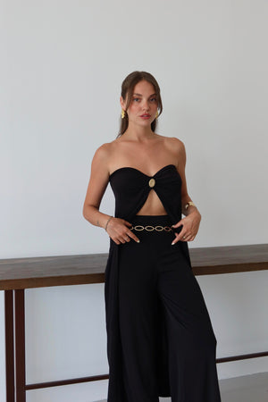 Siyah Bianca Pelerin Pantolon Takım