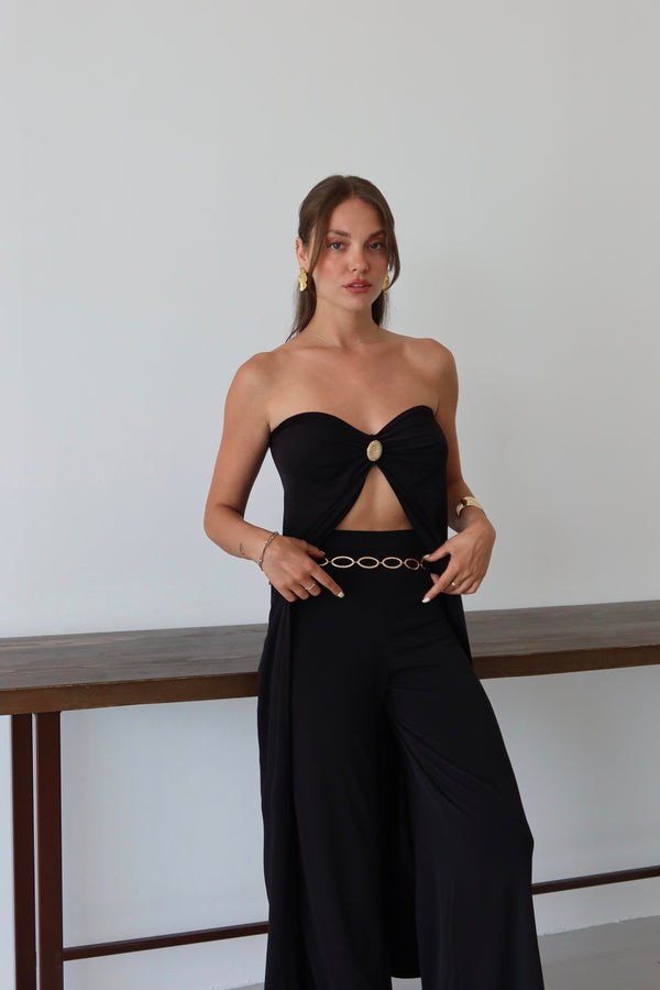 Siyah Bianca Pelerin Pantolon Takım