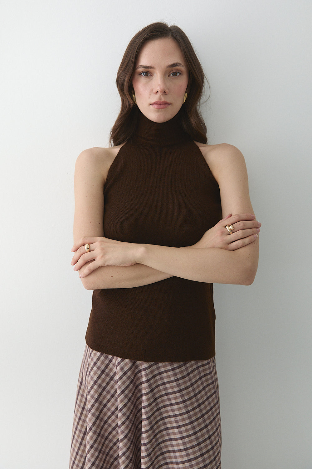 Kahverengi Boğazlı Atlet - 251004