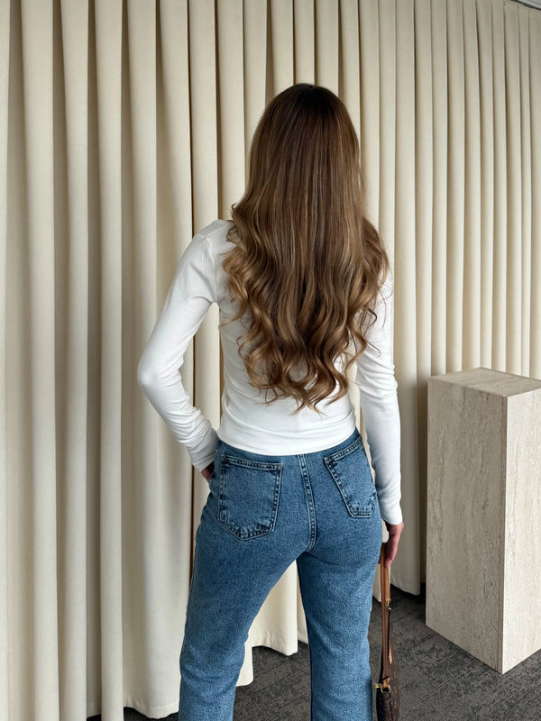 Açık Ekru Boyundan Dantelli Bluz - 261017