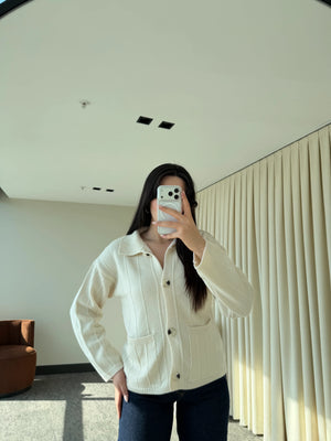 Ekru Büyük Cepli Hırka - 9011