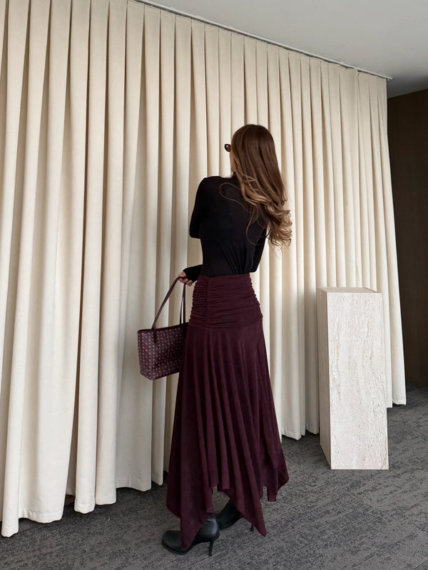 Mürdüm Büzgü Kemerli Etek - 3366