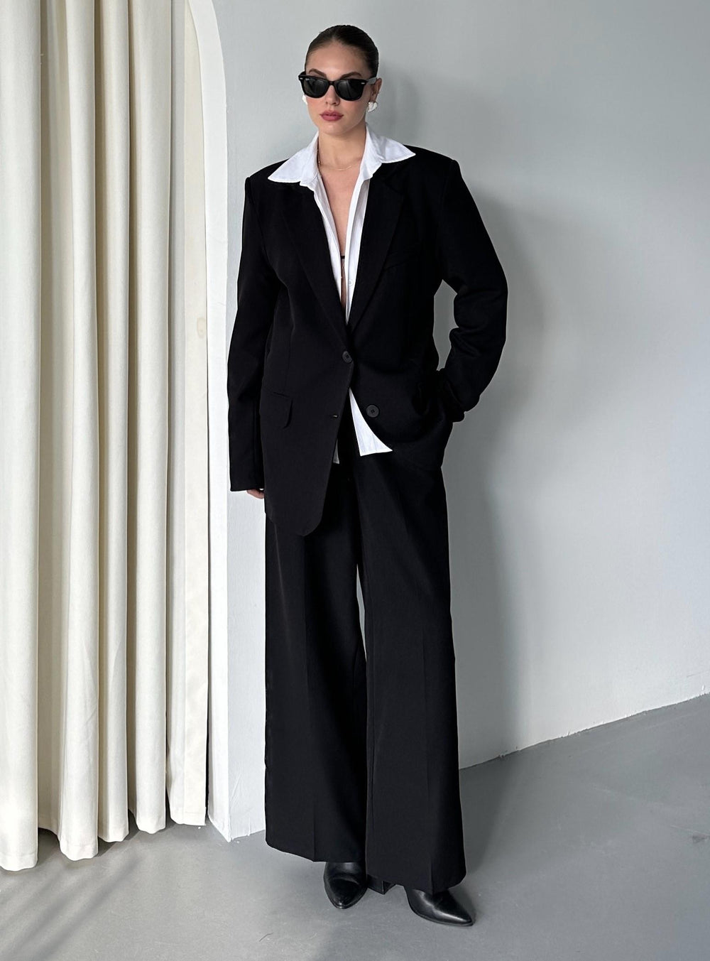 Siyah Cintia Ceket Pantolon Takım