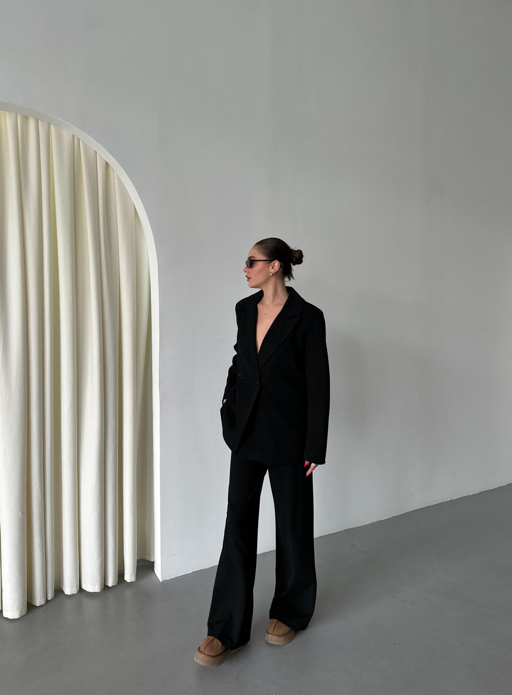 Siyah Demande Ceket Pantolon Takım