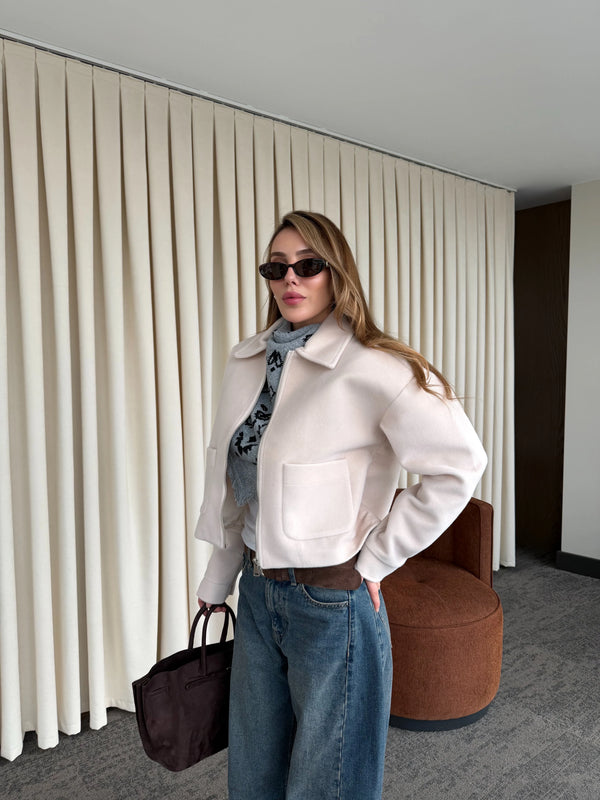 Taş Fermuarlı Süet Ceket - 00664