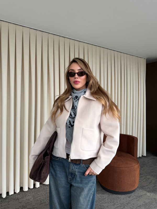 Taş Fermuarlı Süet Ceket - 00664