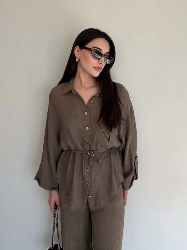 Koyu Kahve Gömlek Pantolon Takım - 51311