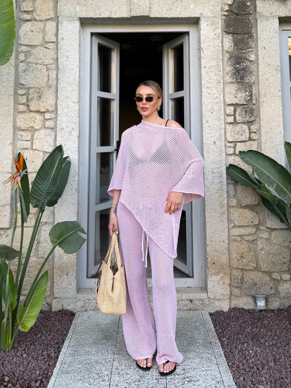 Pembe Asimetrik İkili Plaj Takım - 0526