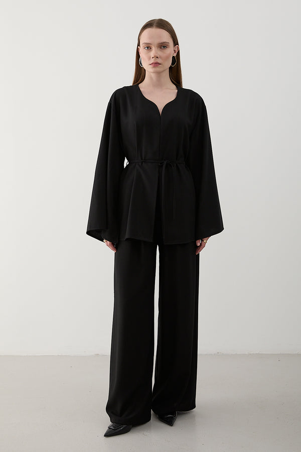 Siyah İpli Kimono Takım - 8864