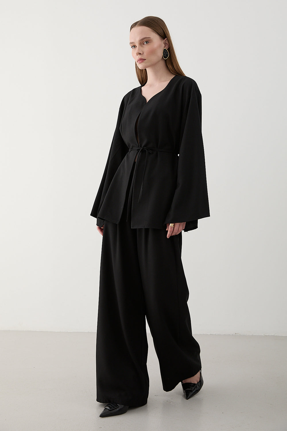 Siyah İpli Kimono Takım - 8864