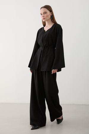 Siyah İpli Kimono Takım - 8864