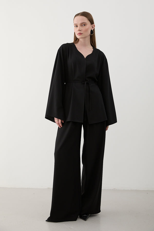 Siyah İpli Kimono Takım - 8864