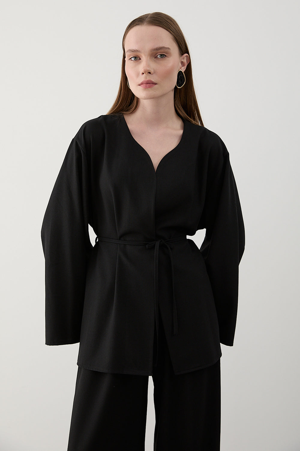 Siyah İpli Kimono Takım - 8864