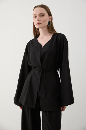 Siyah İpli Kimono Takım - 8864