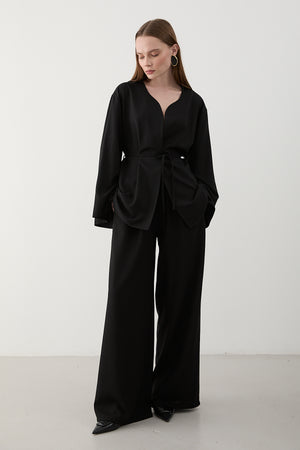 Siyah İpli Kimono Takım - 8864