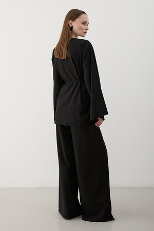 Siyah İpli Kimono Takım - 8864