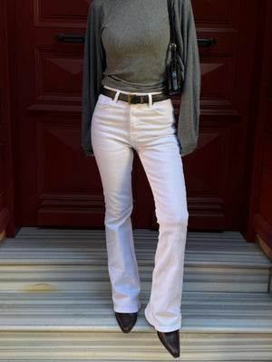 Beyaz İspanyol Paça Jean - 2106
