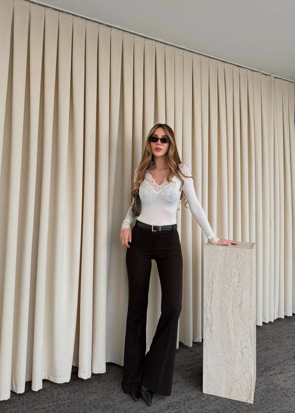 Kahverengi İspanyol Paça Pantolon - 1404