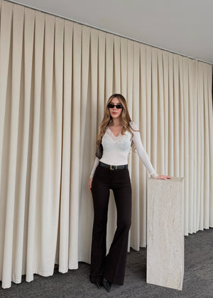 Kahverengi İspanyol Paça Pantolon - 1404