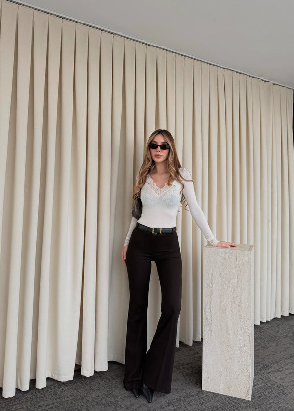 Kahverengi İspanyol Paça Pantolon - 1404