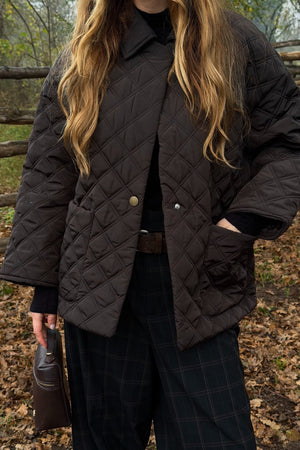 Kahverengi Kapitone Şallı Mont - 0762